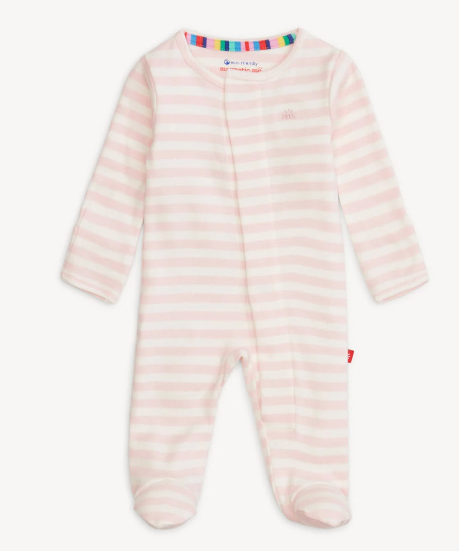 Pink Stripe Cotton Footie