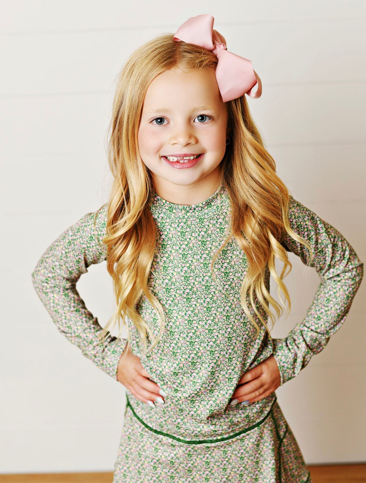 Olive Ditsy Floral LS Top