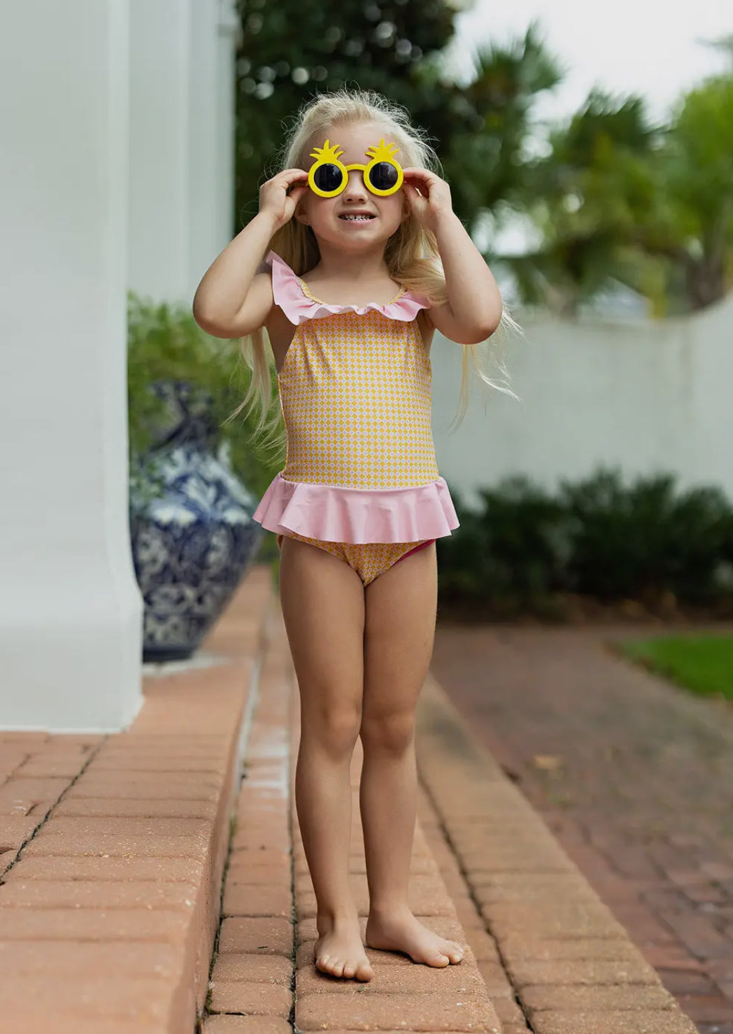 Grand Lagoon Pink Orange Geo One Piece
