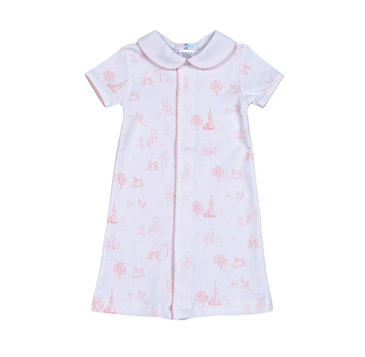 Pink Baby Toile Baby Gown