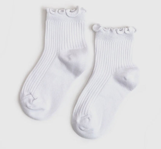 LSC Ribbed Lettuce Trim Midi Sock White