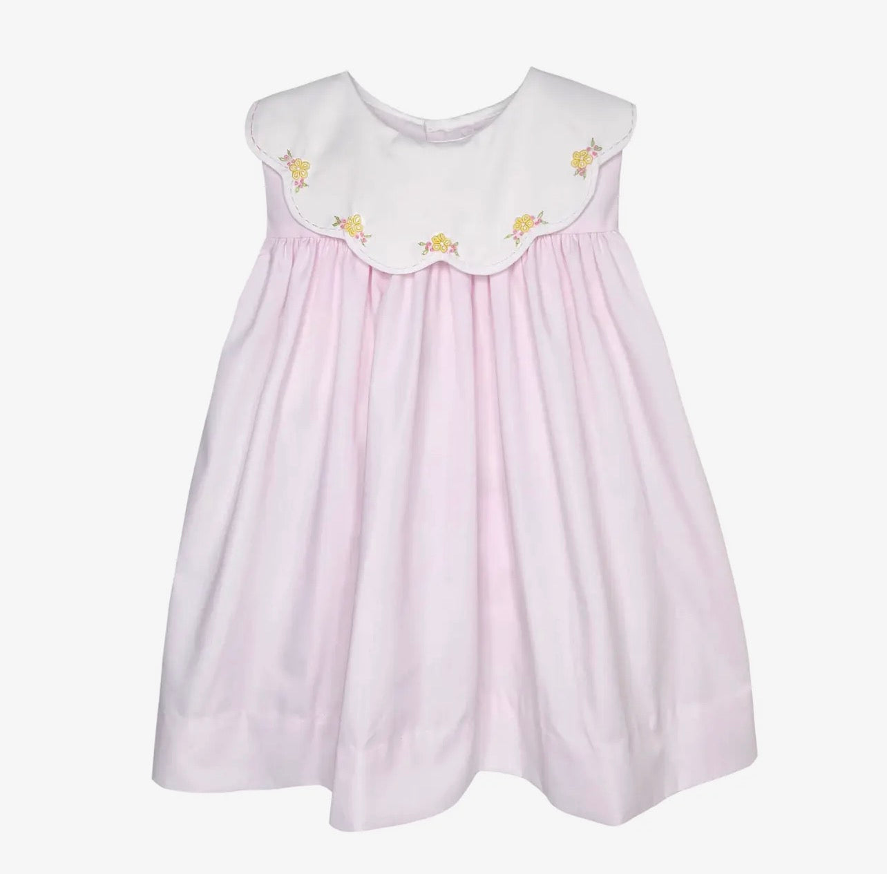 Pink Yoke Emb. Flowers Dress