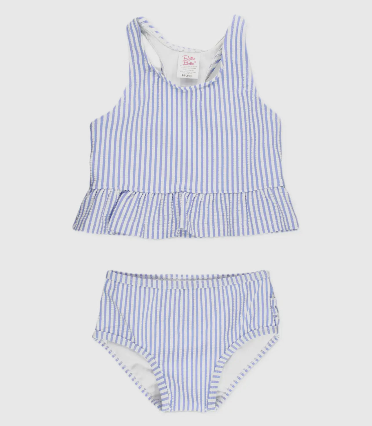 Periwinkle Blue Seersucker Peplum Tankini 2-Piece