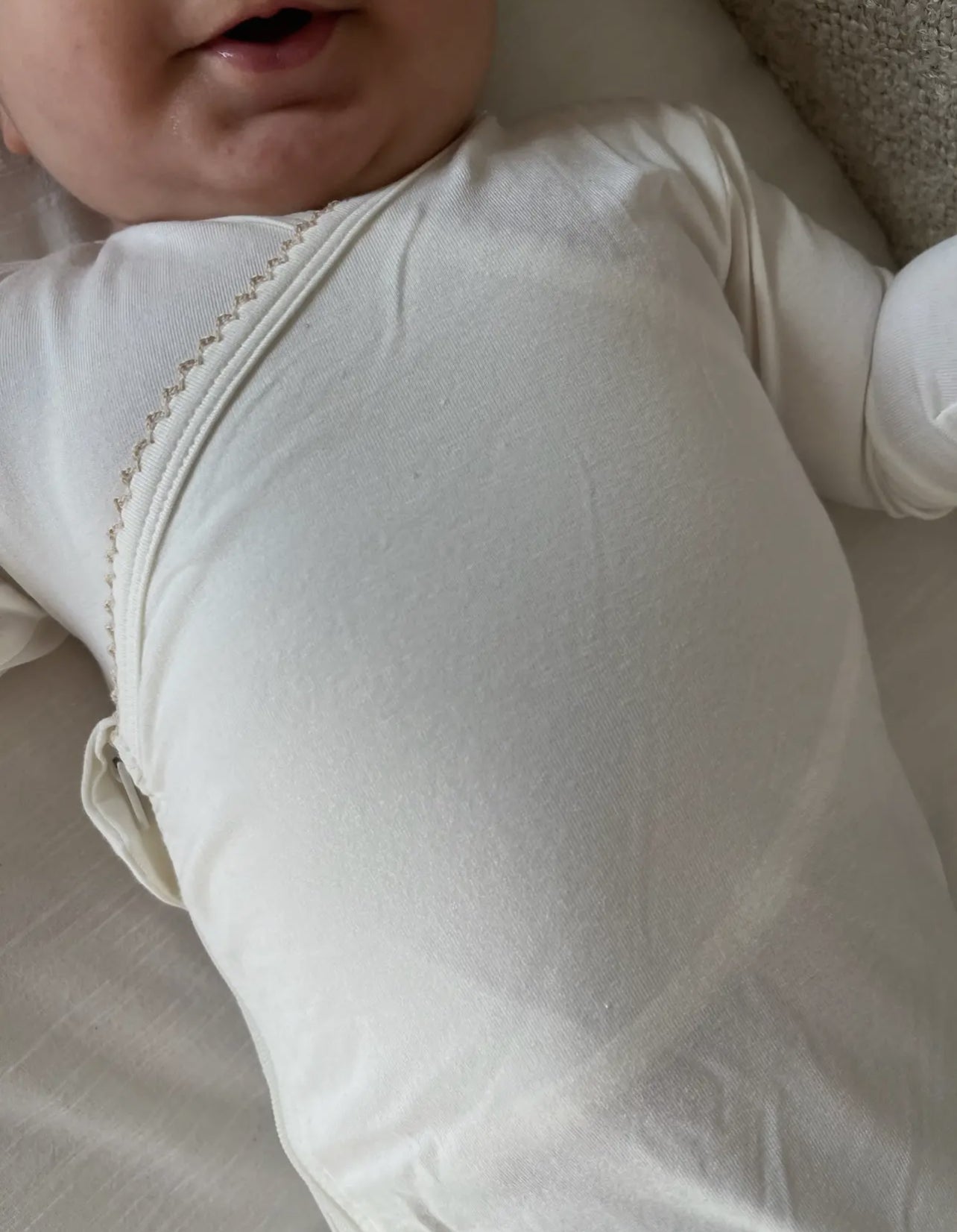 Cream Scalloped Bamboo Wrap Footie