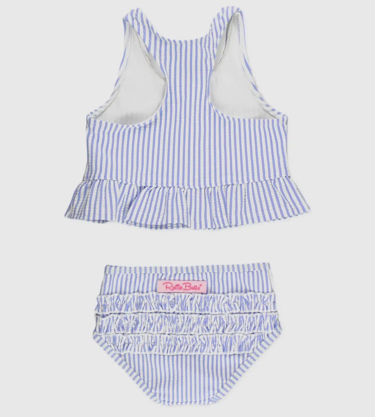 Periwinkle Blue Seersucker Peplum Tankini 2-Piece