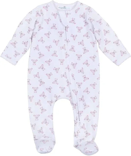Teddy Zip Footie-Pink