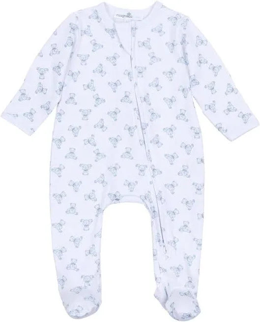 Teddy Zip Footie-Light Blue