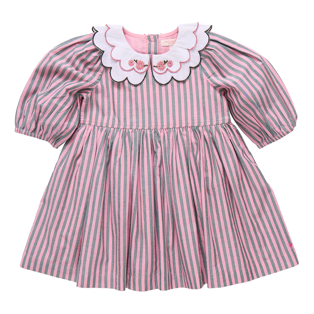 Darcy Dress- Pink Green Stripe