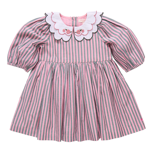 Darcy Dress- Pink Green Stripe