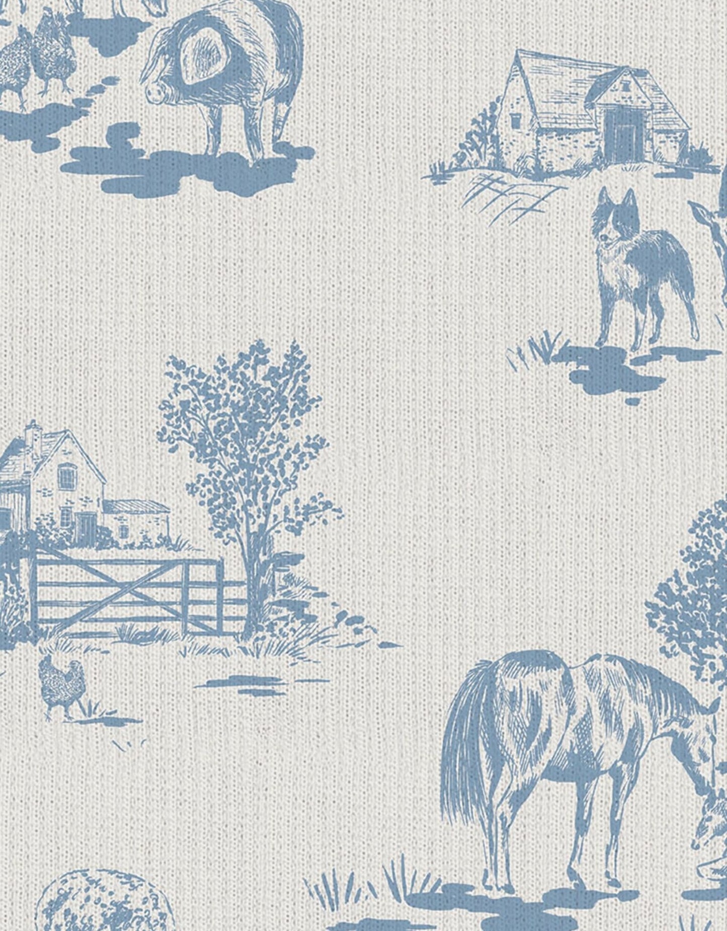 Farm Toile- Blue 2 Way Zipper Footie
