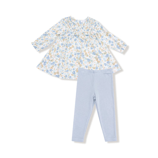 Sweet Rose Calico- Smocked Ruffle Dress & Legging