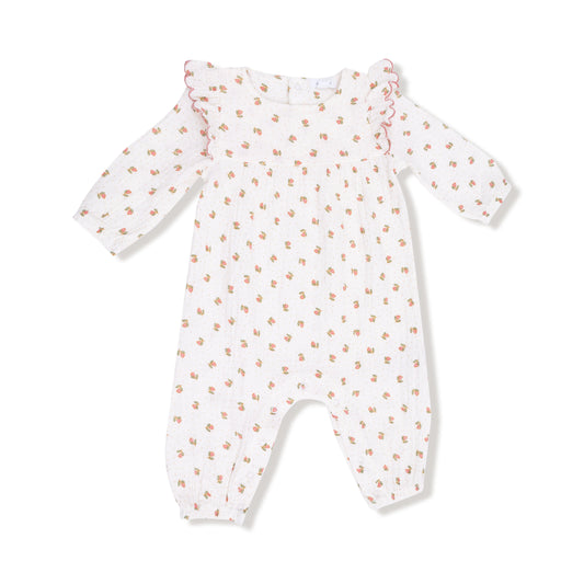 Petite Pointe Fleur- L/S Petal Ruffle Romper