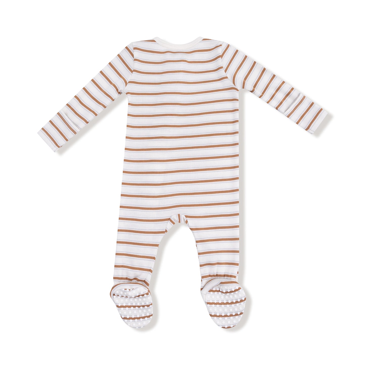 Vintage Stripe- Brown 2 Way Zipper Footie
