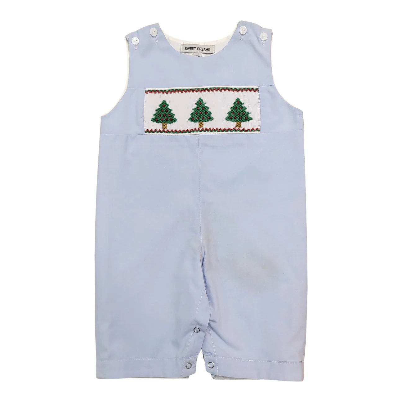 Christmas Tree Smocked Blue Longall