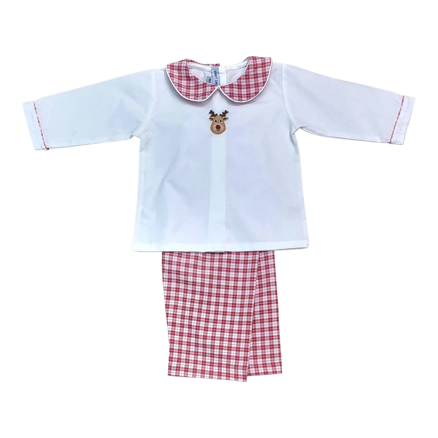 Rudolph Emb Plaid Pant Set