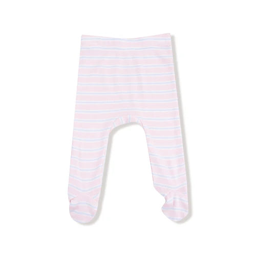 Pink Stripe Kimono Footed Pant Set