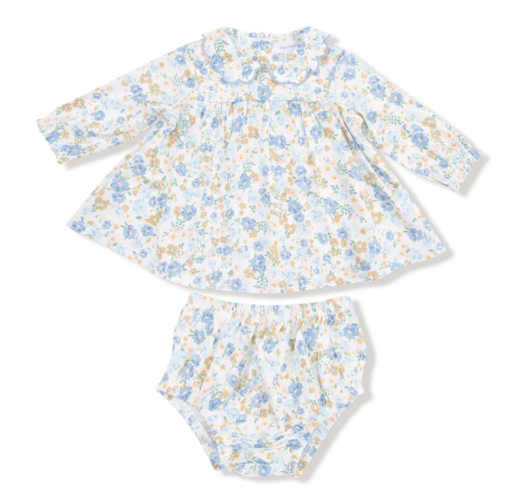 Sweet Rose Calico- LS Petal Collar Dress