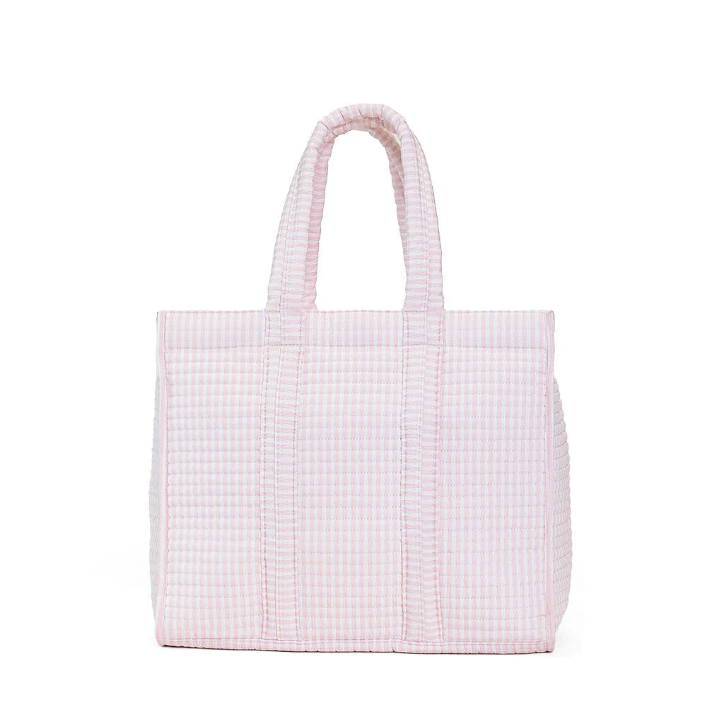 TRVL Quilted Go Go Tote- Pimlico Stripe Pink