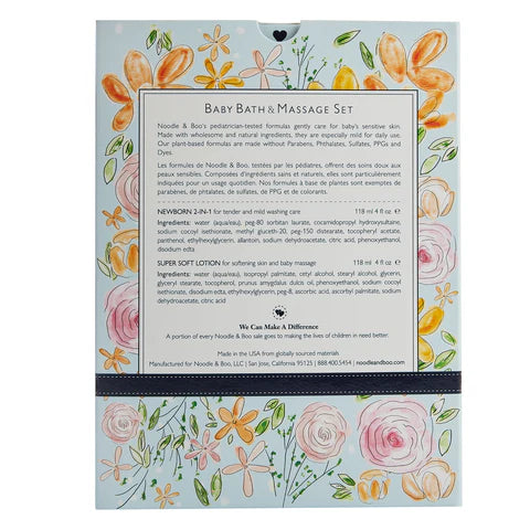 Baby Bath & Massage Fragrance Free Gift Set- Blue flowers