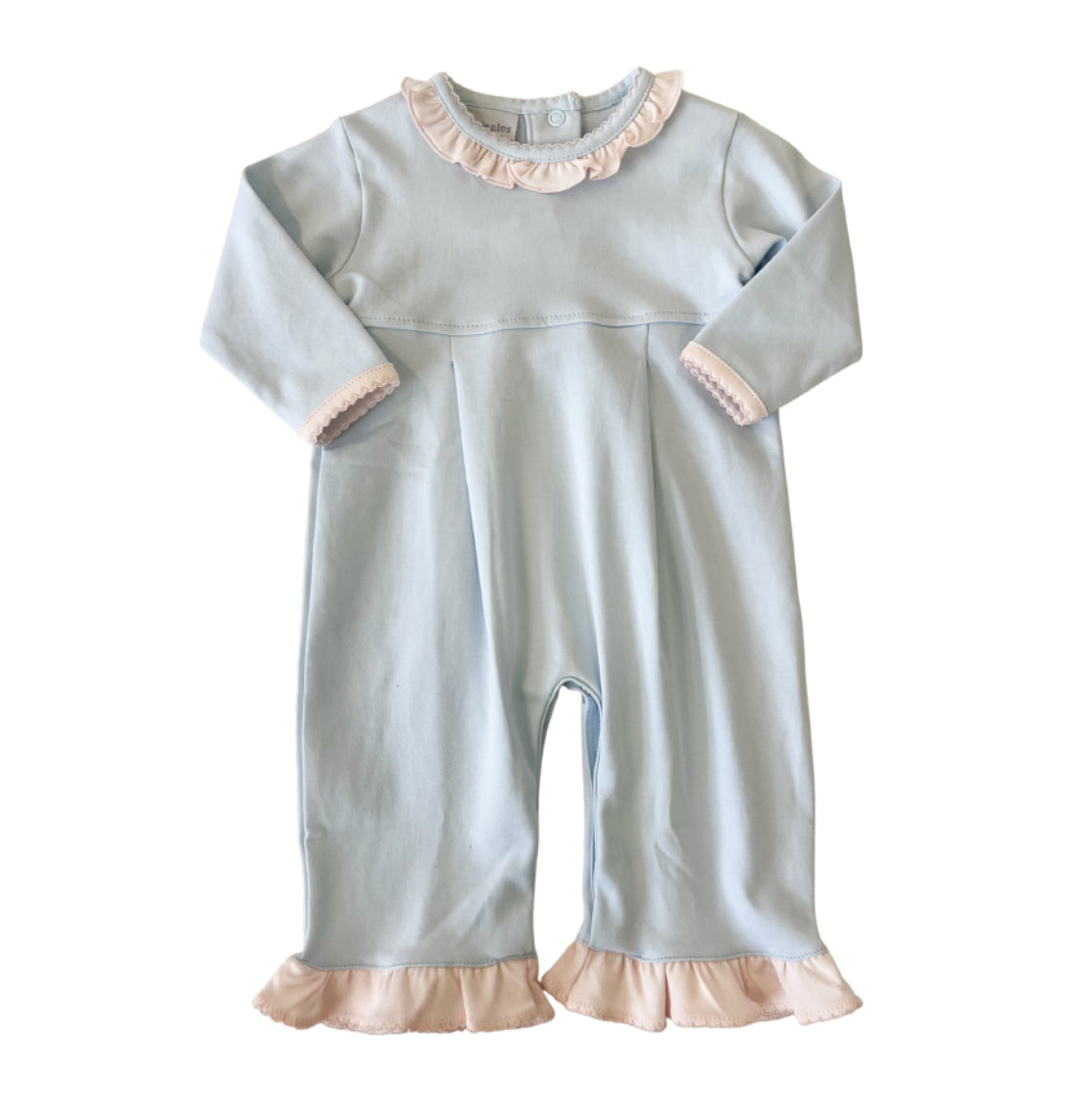 LS Coverall w/ Ruffle Trim-Blue