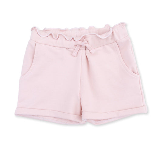 Solid Veiled Pink Paperbag Shorts
