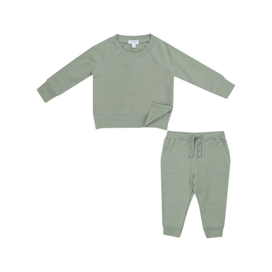 French Terry Desert Sage Solid- Raglan Sweatshirt & Jogger Set