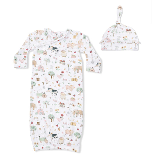 Cute Farm Animals Pink Gown & Hat