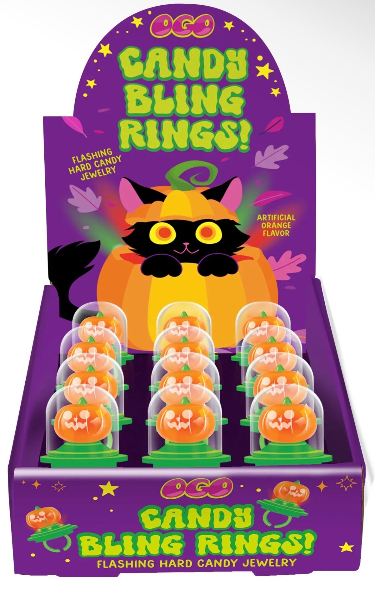 Pumpkin Flashing Hard Candy Bling rings