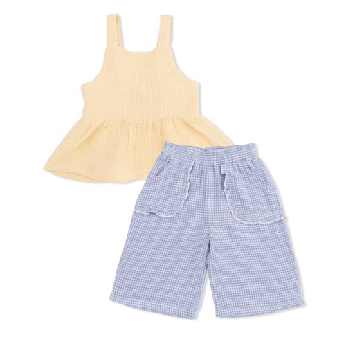 Micro Gingham Blue Blizzard- Tank & Wide Leg Pant