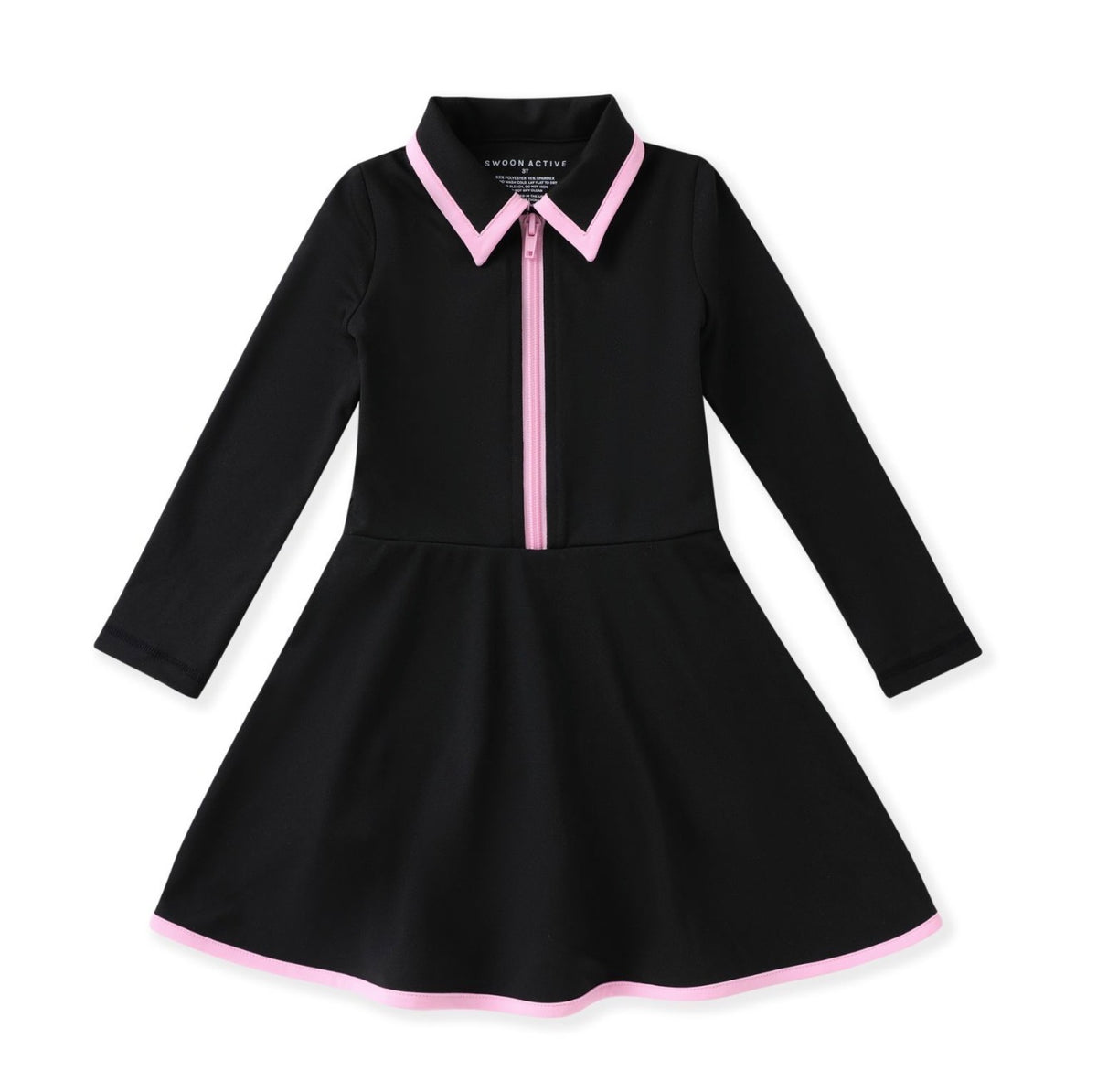 Courtside Black & Pink LS Active Dress