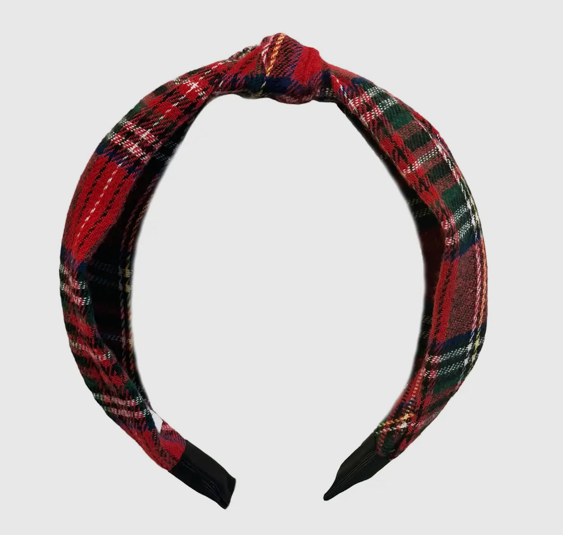 Scottie Stewart Red Plaid Knot Headband