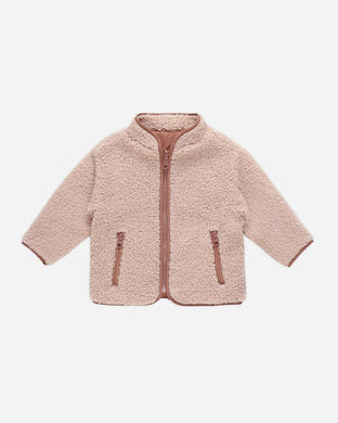 Shearling Zip Jacket- Blush