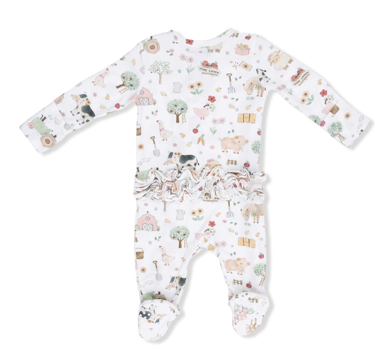 Cute Farm Animals Pink 2 Way Footie