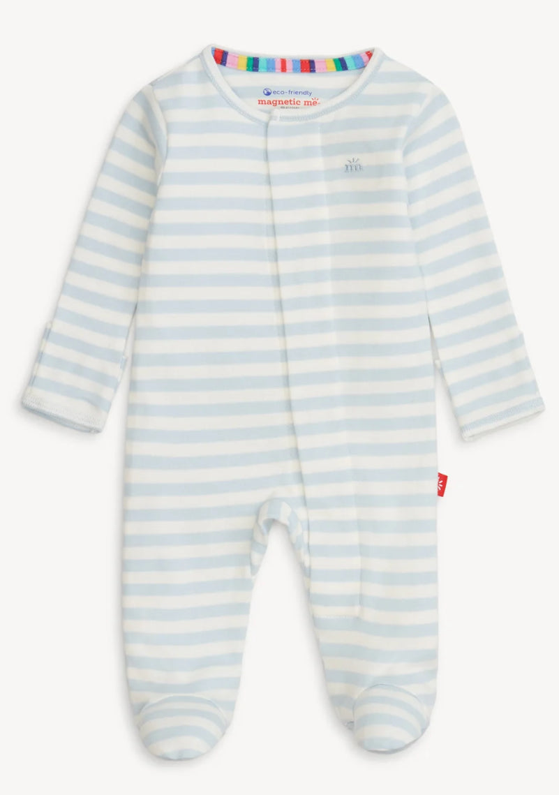 Blue Stripe Cotton Footie