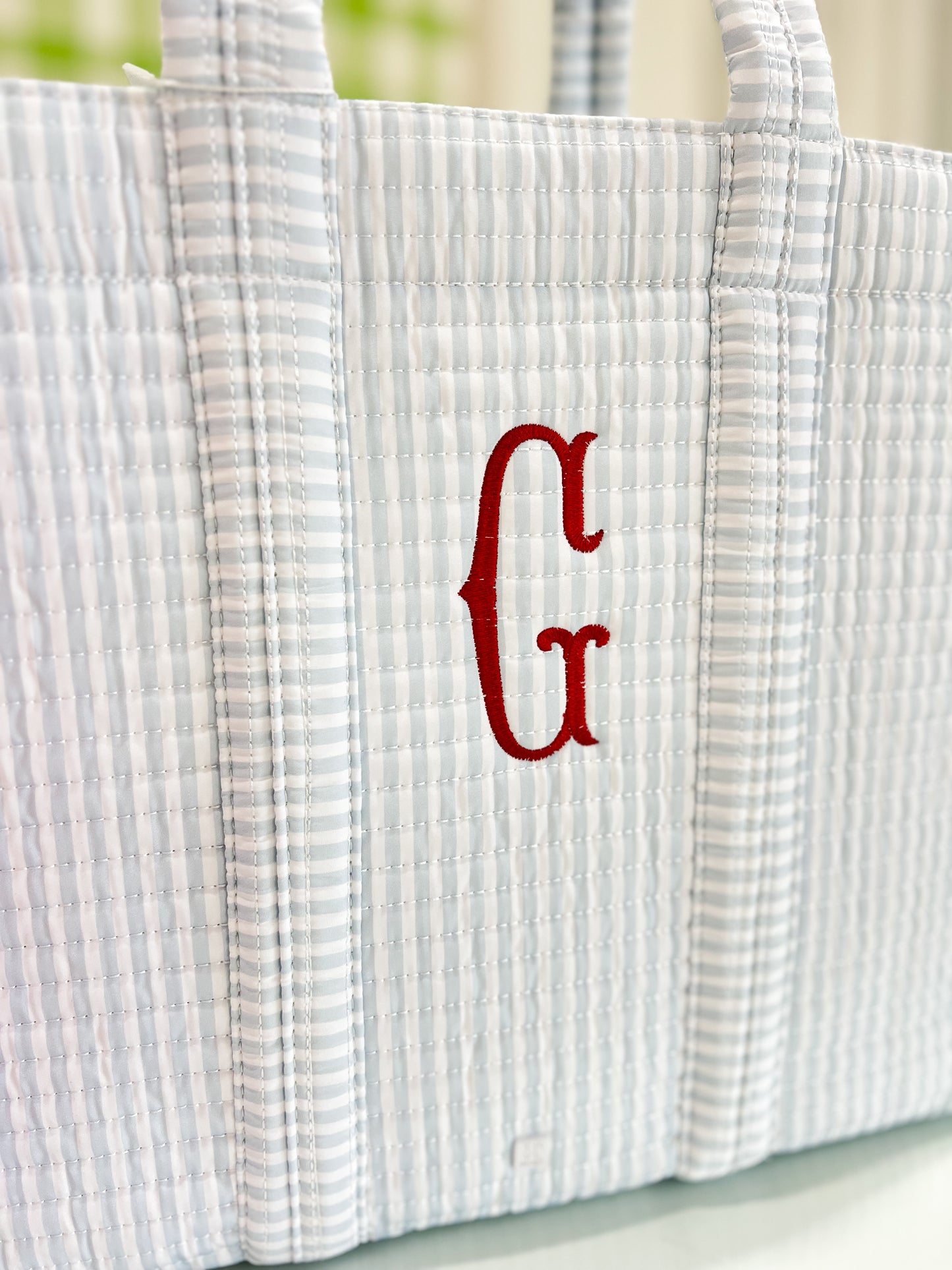 TRVL Quilted Go Go Tote- Pimlico Stripe Blue