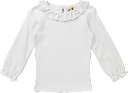 White Ruffe Collar L/S Blouse