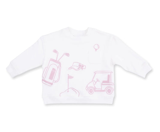 Golf Drop Sleeve Sweatshirt White & Pink
