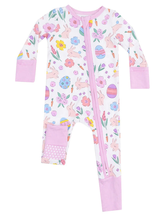 Easter Bunnies Pink- 2 Way Zipper Romper