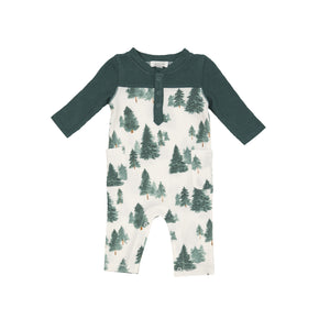 Forest Romper w/Contrast Sleeve Green