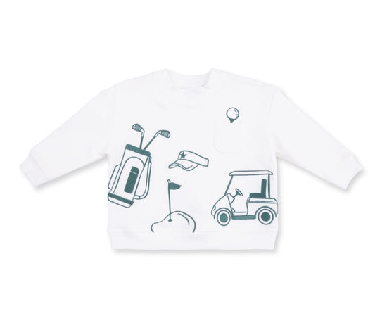 Golf Drop Sleeve Sweatshirt White & Green