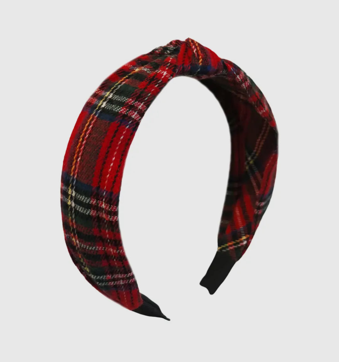 Scottie Stewart Red Plaid Knot Headband