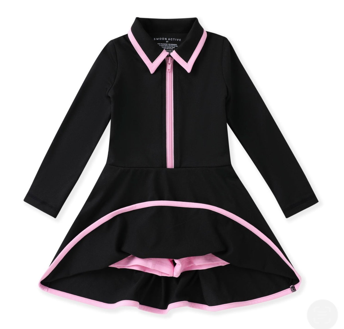 Courtside Black & Pink LS Active Dress