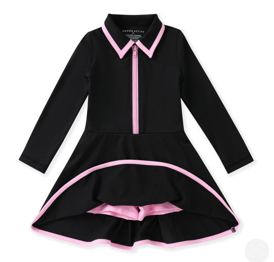 Courtside Black & Pink LS Active Dress