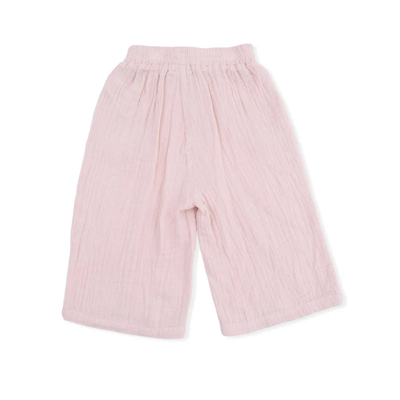Solid Muslin Lotus- Wide Leg Pant