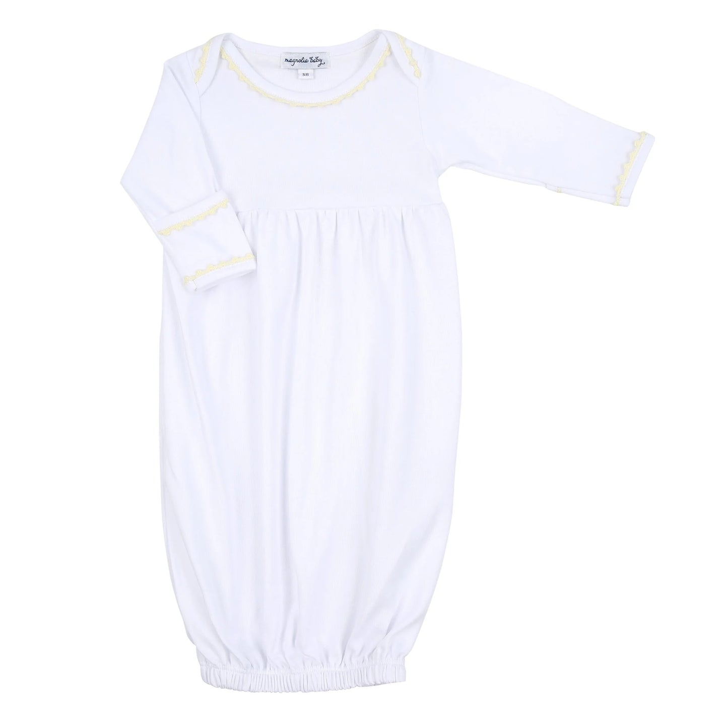 Baby Joy Yellow Crochet Trim Gown