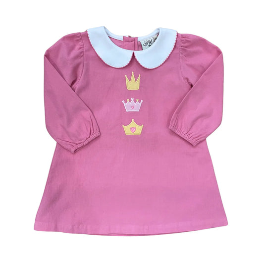 Pink Cord Dress w/Emb. Crowns