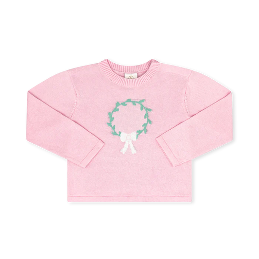 Cozy Up Sweater- Pleasant Pink Wreath