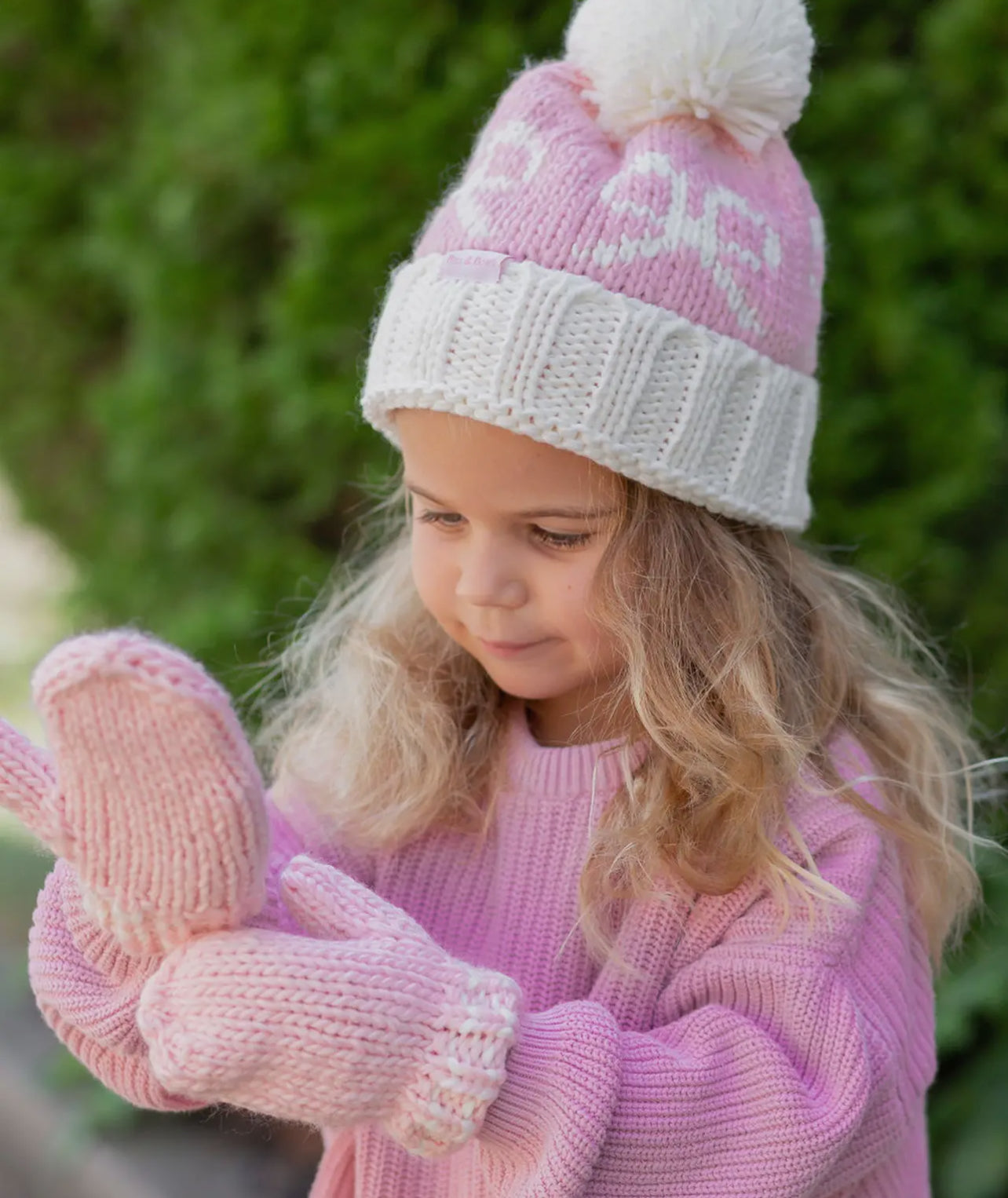 Pink Knit Mittens