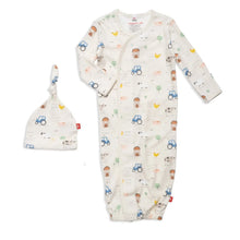 Load image into Gallery viewer, Pasture Bed Time Gown &amp; Hat Organic Cotton