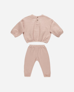 Textured Sweat Set- Blush